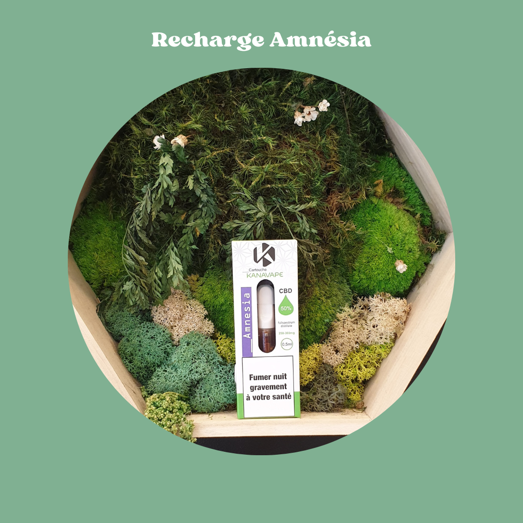 Cartouche Vape CBD - Amnésia - 50% cannabinoïdes - 0,5ml