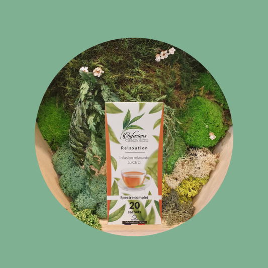 Relaxation 40 mg - Pomme, citronnelle, menthe poivrée, hibiscus, écorces d’orange, stévia